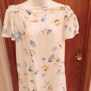 Kaitlan Linen Look Boat Neck Off Shoulder Tunic Summer Top size Medium